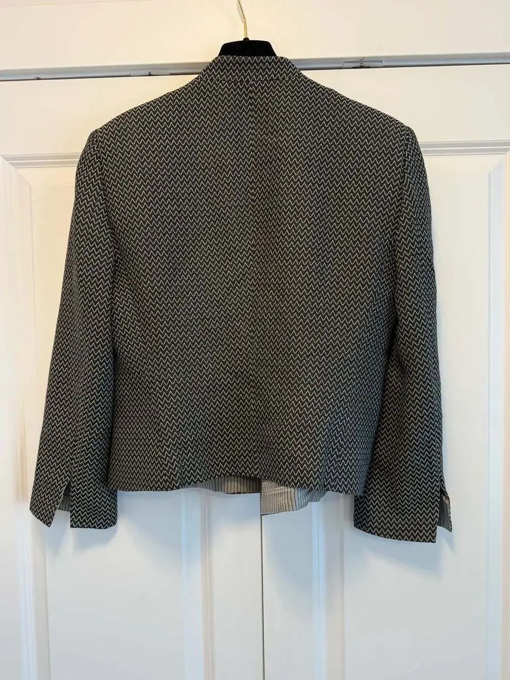 Emporio Armani Double-Breasted Chevron Pattern Wool Jacket